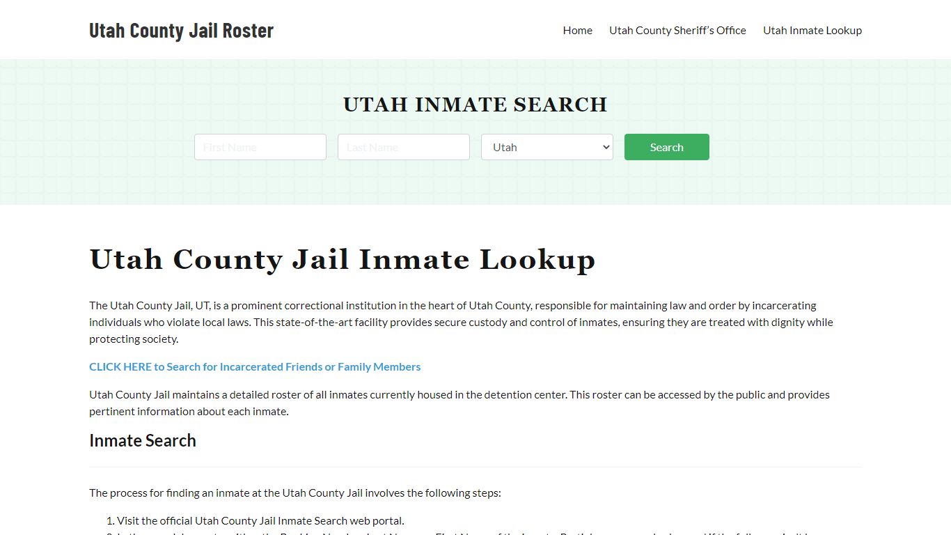 Utah County Jail Roster Lookup, UT, Inmate Search
